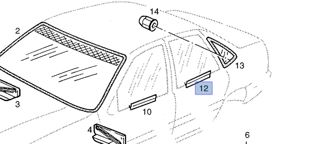 Window Rear Door Right fits Opel Vectra A Vauxhall Cavalier 90287852 Genuine View Front