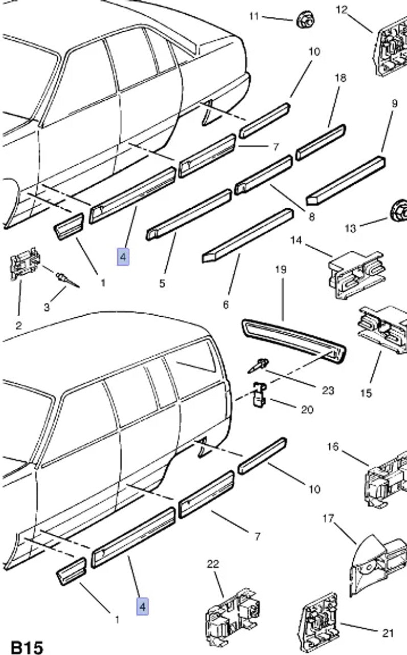 Moulding Front Door Left fits Opel Omega A Vauxhall Carlton 90290457 Genuine View Front