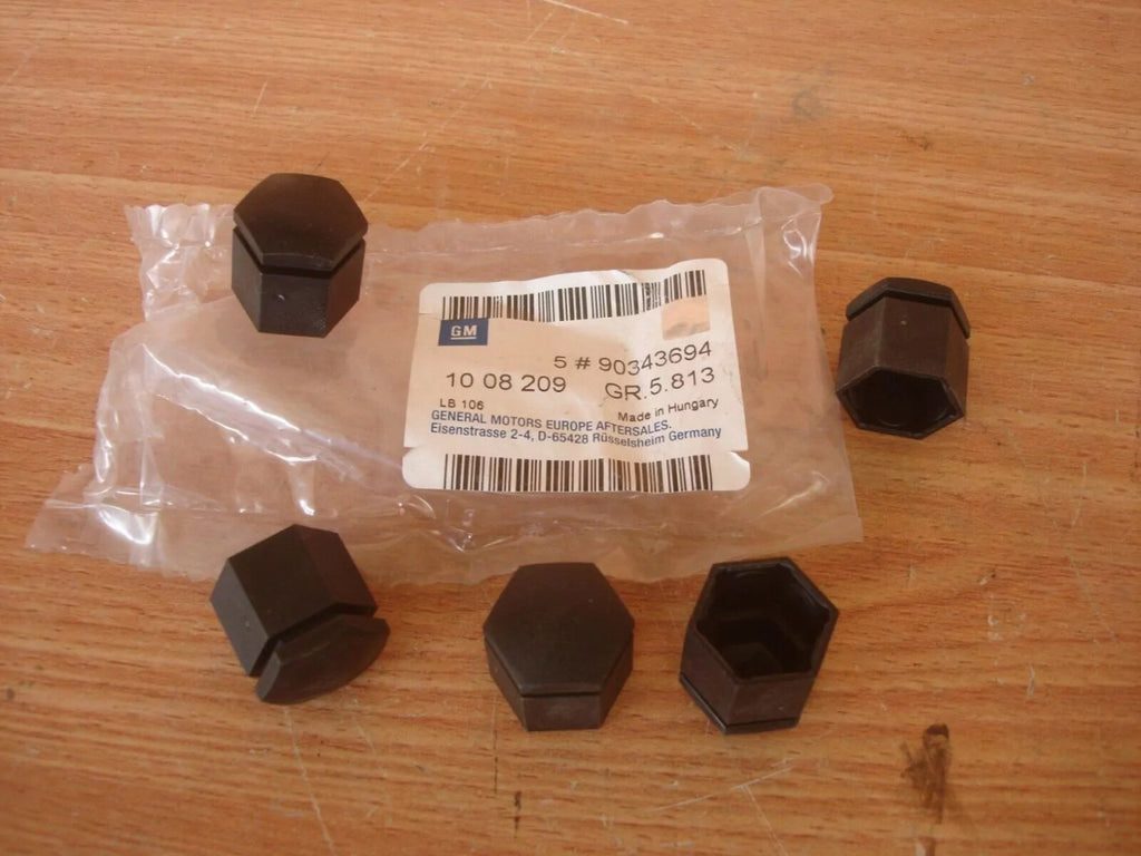 5x Alloy Wheel Nut Covers Black fits Opel Vauxhall 90343694 Genuine View Rear