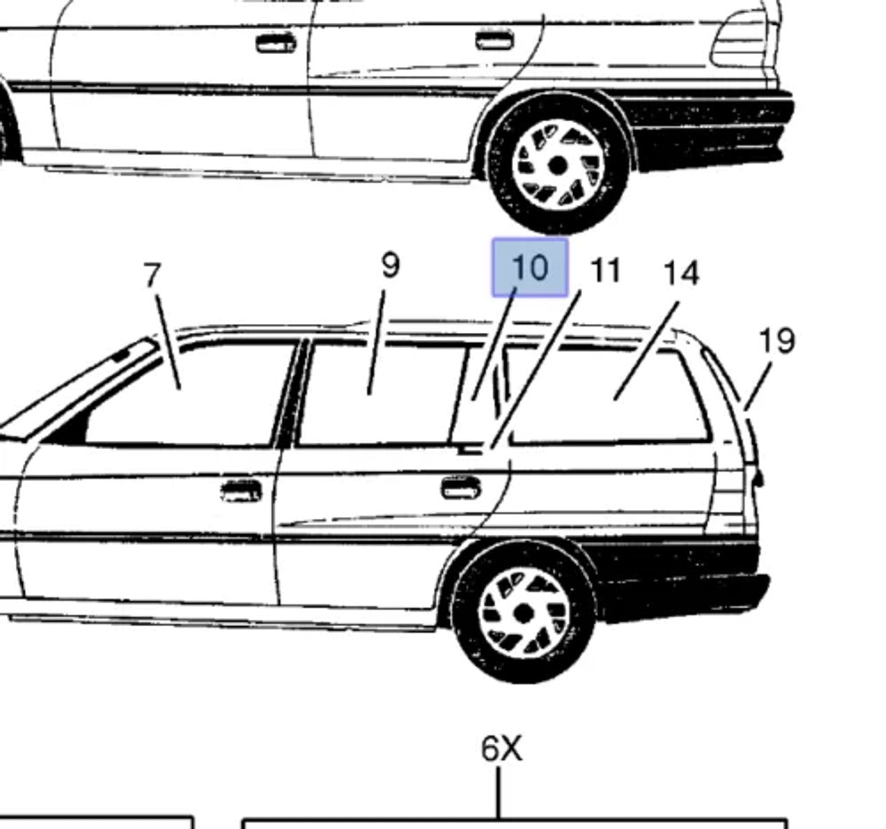 Side Window Rear Left Green Tinted fits Opel Vauxhall Astra F Classic Genuine 90360433 View Right