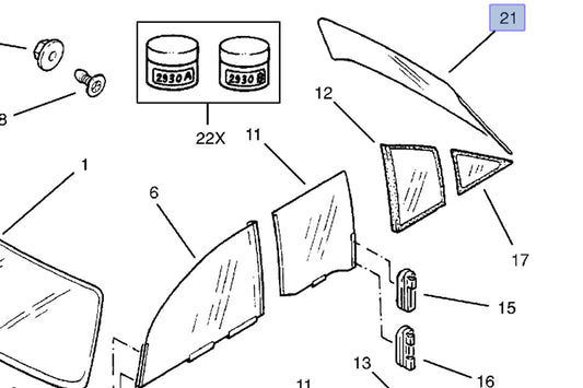 Windscreen Rear fits Opel Omega A Vauxhall Carlton 90378174 Genuine View Front