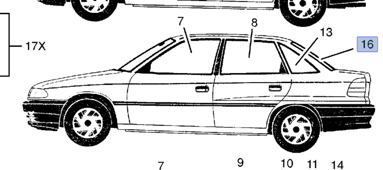 Windscreen Rear fits Opel Vauxhall Astra F Classic 90381014 Genuine View Front