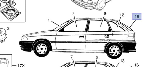 Windscreen Rear Heated Clear fits Opel Vauxhall Astra F 90381021 Genuine View Front