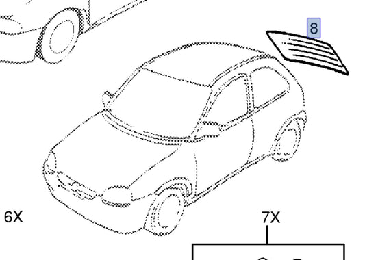 Windscreen Rear fits Opel Vauxhall Corsa B GSi 90386751 Genuine View Front