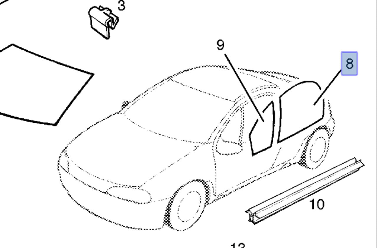 Window Front Door Tinted Right fits Opel Vauxhall Tigra A Coupe 75 Genuine 90389202 View Front