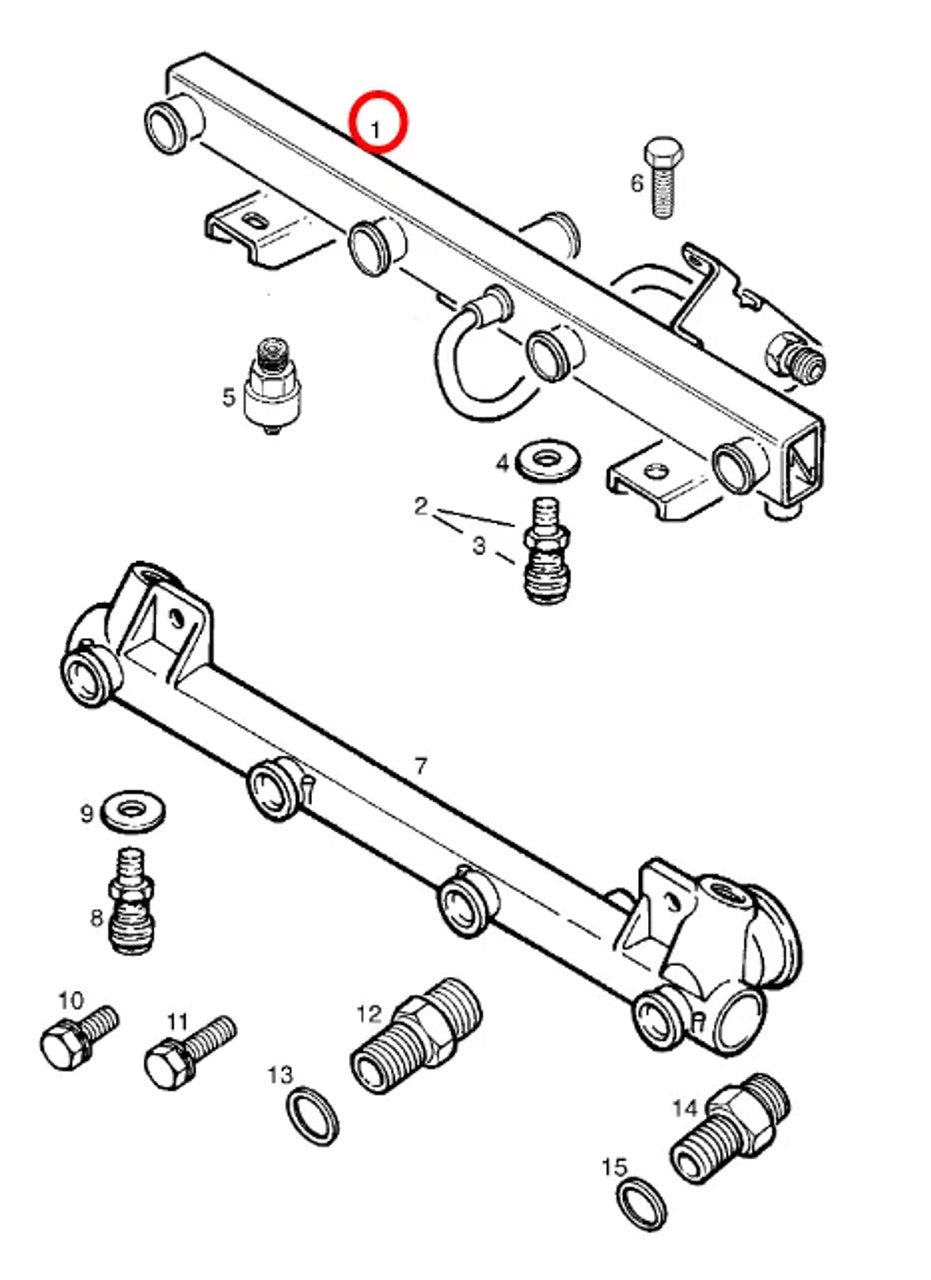 Fuel Injector Rail fits Opel Vauxhall X16XEL C16SEL 90470112 Genuine View Upper