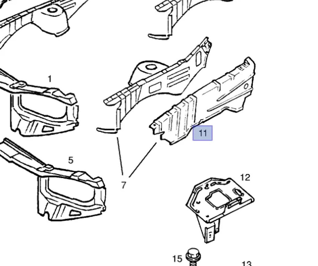 Front Wheelhouse Left Brace fits Opel Vauxhall Tigra A 90481025 Genuine View Front