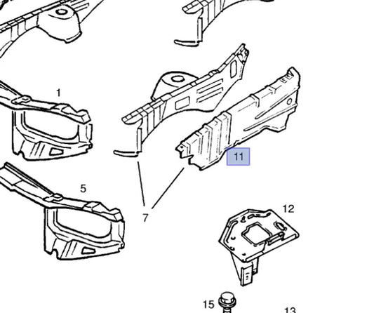 Front Wheelhouse Right Brace fits Opel Vauxhall Tigra A 90481026 Genuine View Front