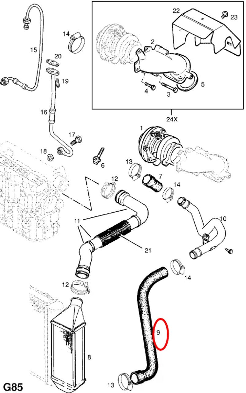 Intercooler Pipe Hose fits Opel Vauxhall Astra F X17DTL 90499297 Genuine View Left