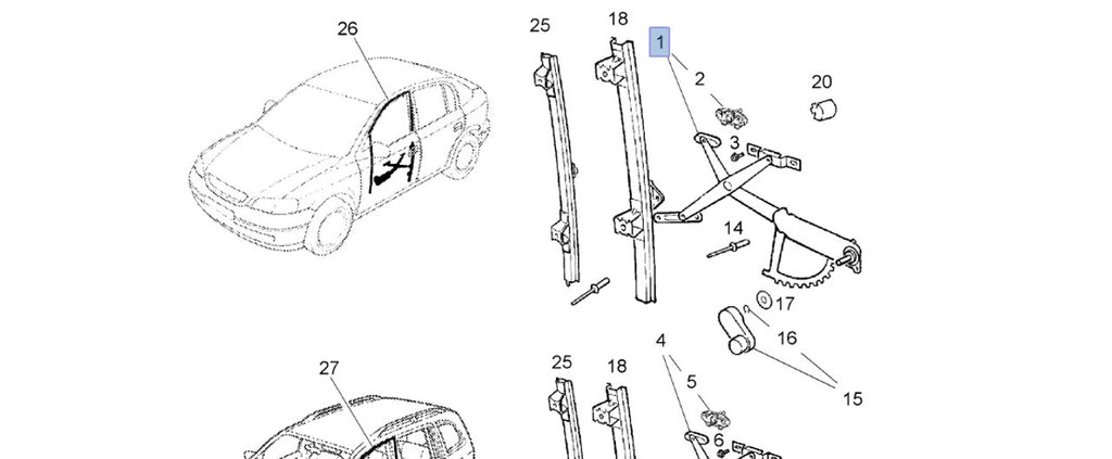 Window Regulator Front Right Manual fits Opel Vauxhall Astra G 90521870 Genuine View Left