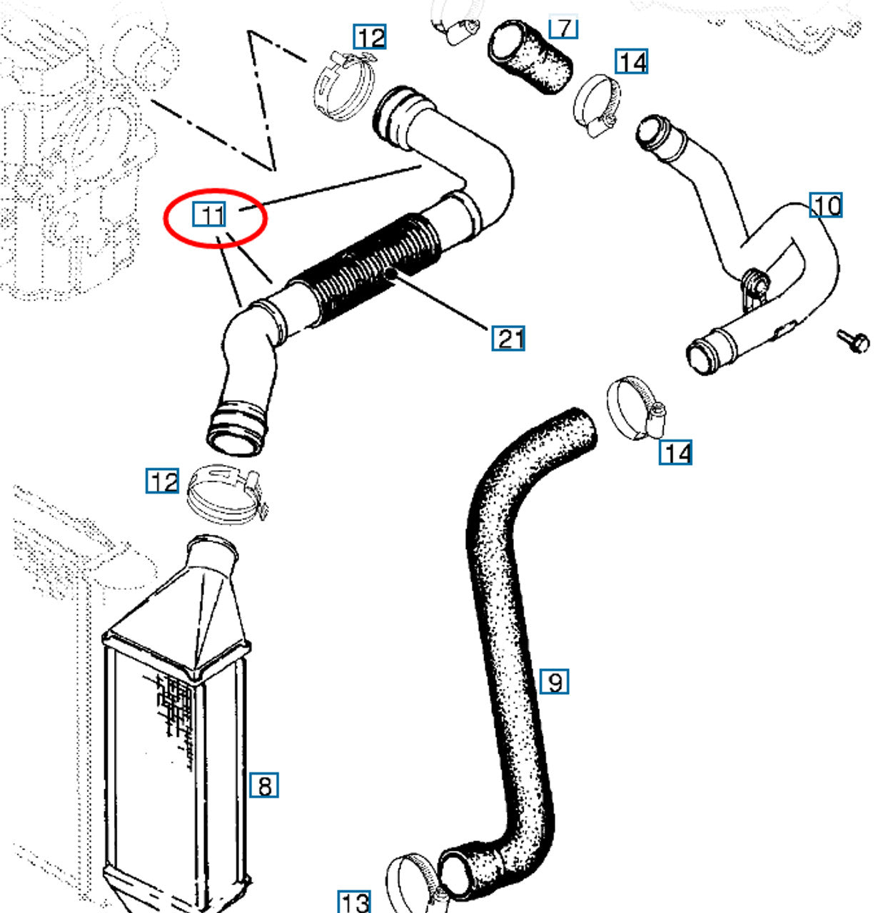 Intercooler Hose fits Opel Vauxhall Astra F X17DTL 90528309 Genuine View Right