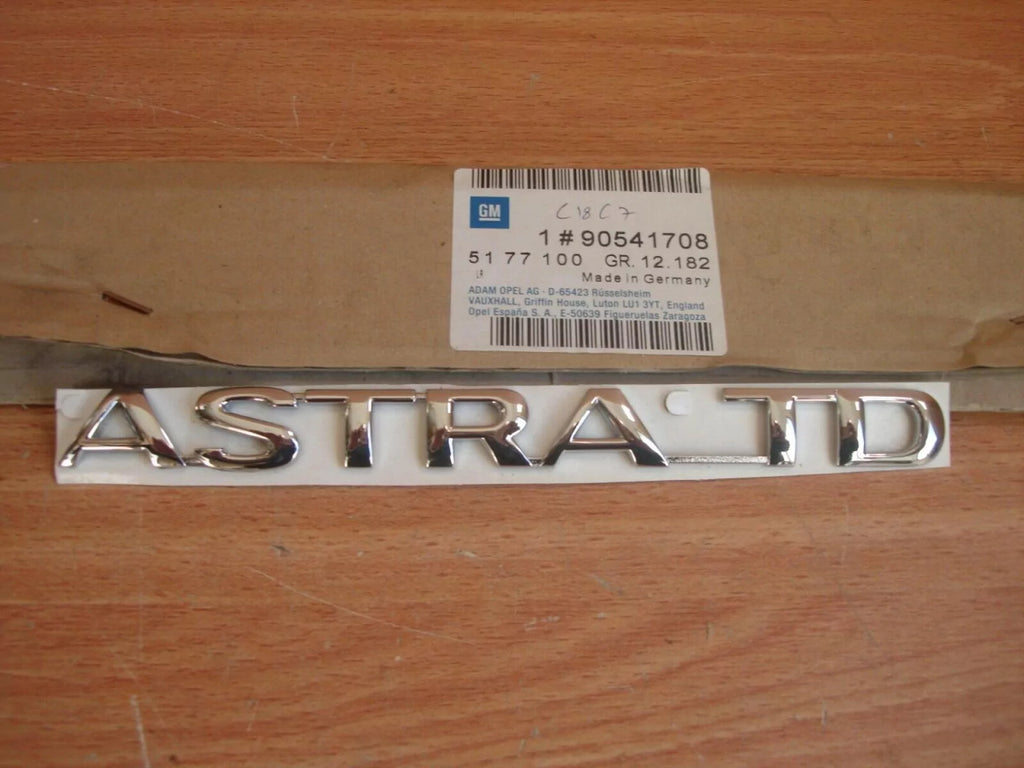 Name Plate Emblem ASTRA TD fits Opel Vauxhall Astra F 90541708 Genuine View Right