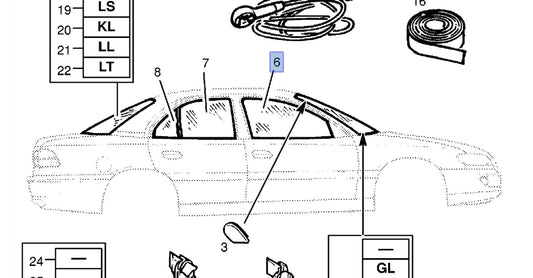 Window Front Door Right fits Opel Vauxhall Omega B 90563880 Genuine View Front