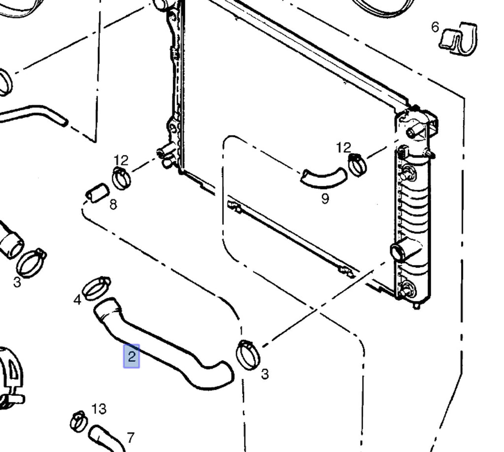 Radiator Hose Lower fits Opel Vauxhall Omega B U25TD X25TD 90570160 Genuine View Upper