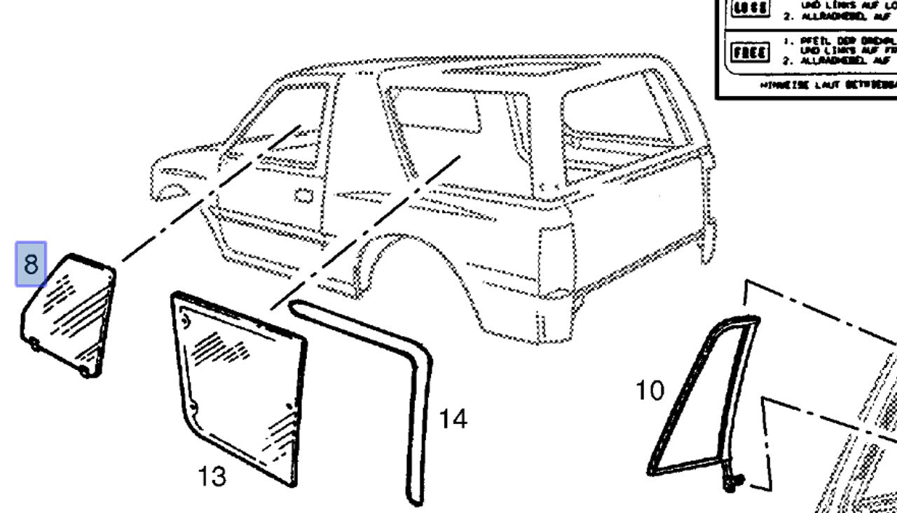 Window Front Door Left fits Opel Vauxhall Frontera A 91147085 Genuine View Front