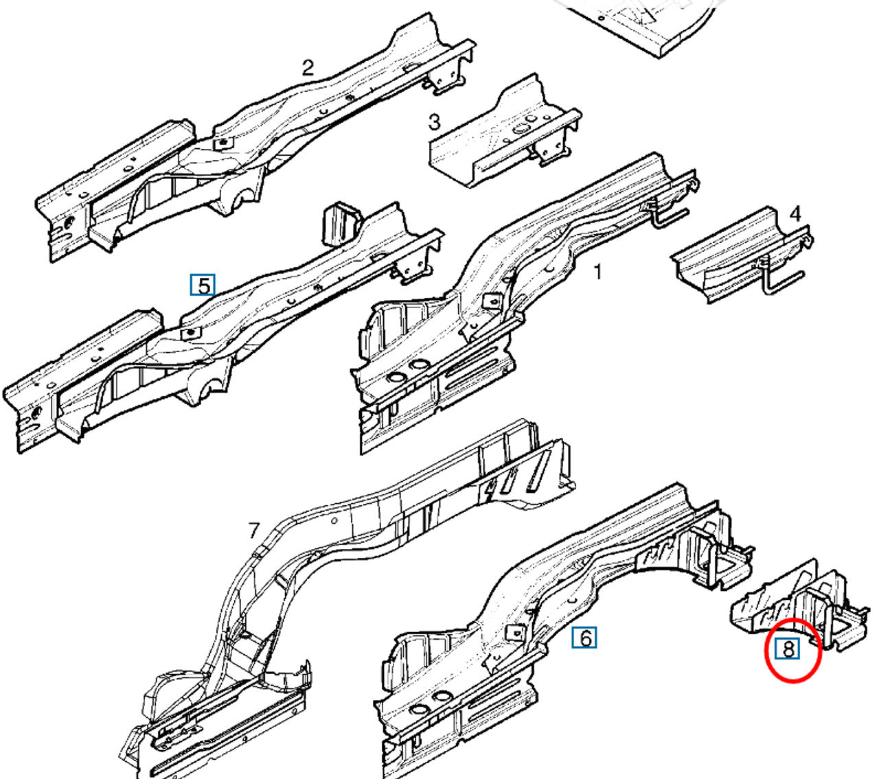 Reinforcement Rear Sidemember Left fits Opel Vauxhall Combo C F06 F25 9199141 View Upper
