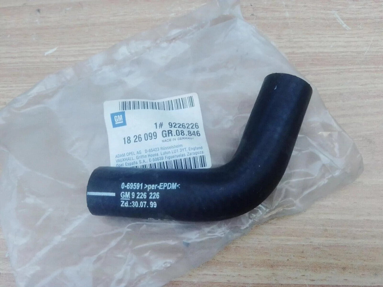 Auxiliary Heater Hose fits Opel Vauxhall Corsa C Tigra B 9226226 Genuine View Front