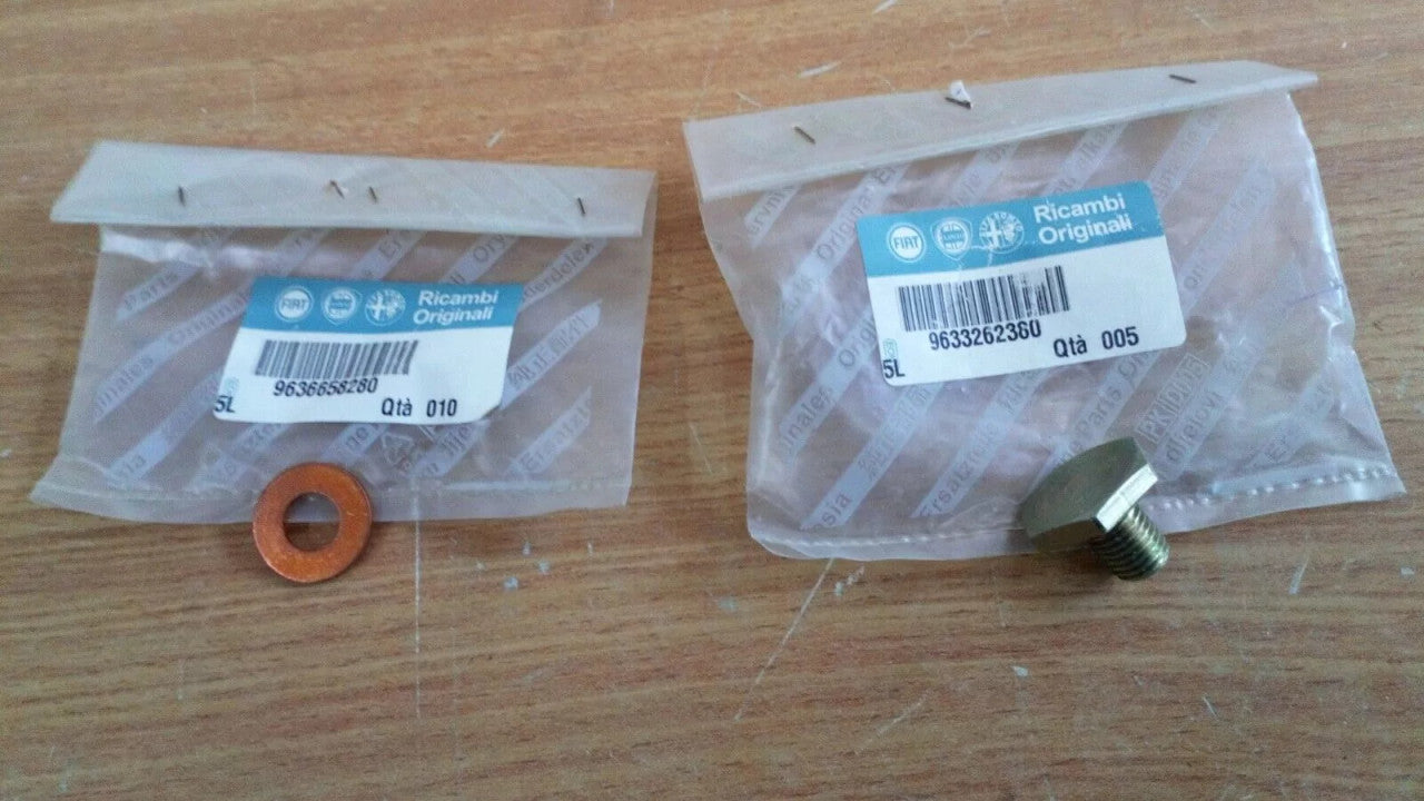 Oil Sump Pan Drain Plug & Washer fits Fiat Scudo Ulysse Lancia Phedra Z Genuine 9633262380 View Front