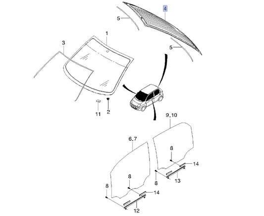Windscreen Rear fits Chevrolet Daewoo Matiz Spark M100 96314512 Genuine 96569016 View Front
