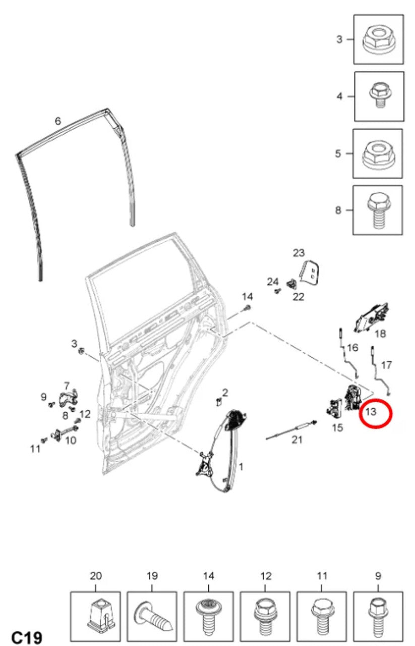 Door Lock Rear Right fits Opel Vauxhall Antara 96660904 Genuine View Left