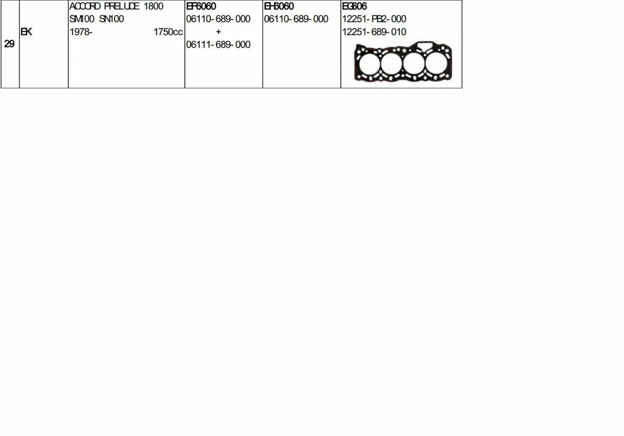 Head Set Gasket kit fits Honda Accord Prelude 1.8 SM100 SN100 EK Engines AHS5060 View Rear