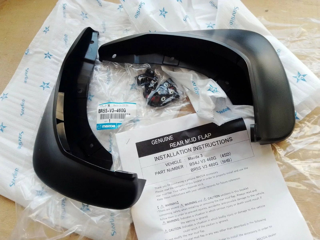 Mud Flaps Splash Guards Rear Set fits Mazda 3 BK 5 Door BR5S-V3-460G Genuine View Front