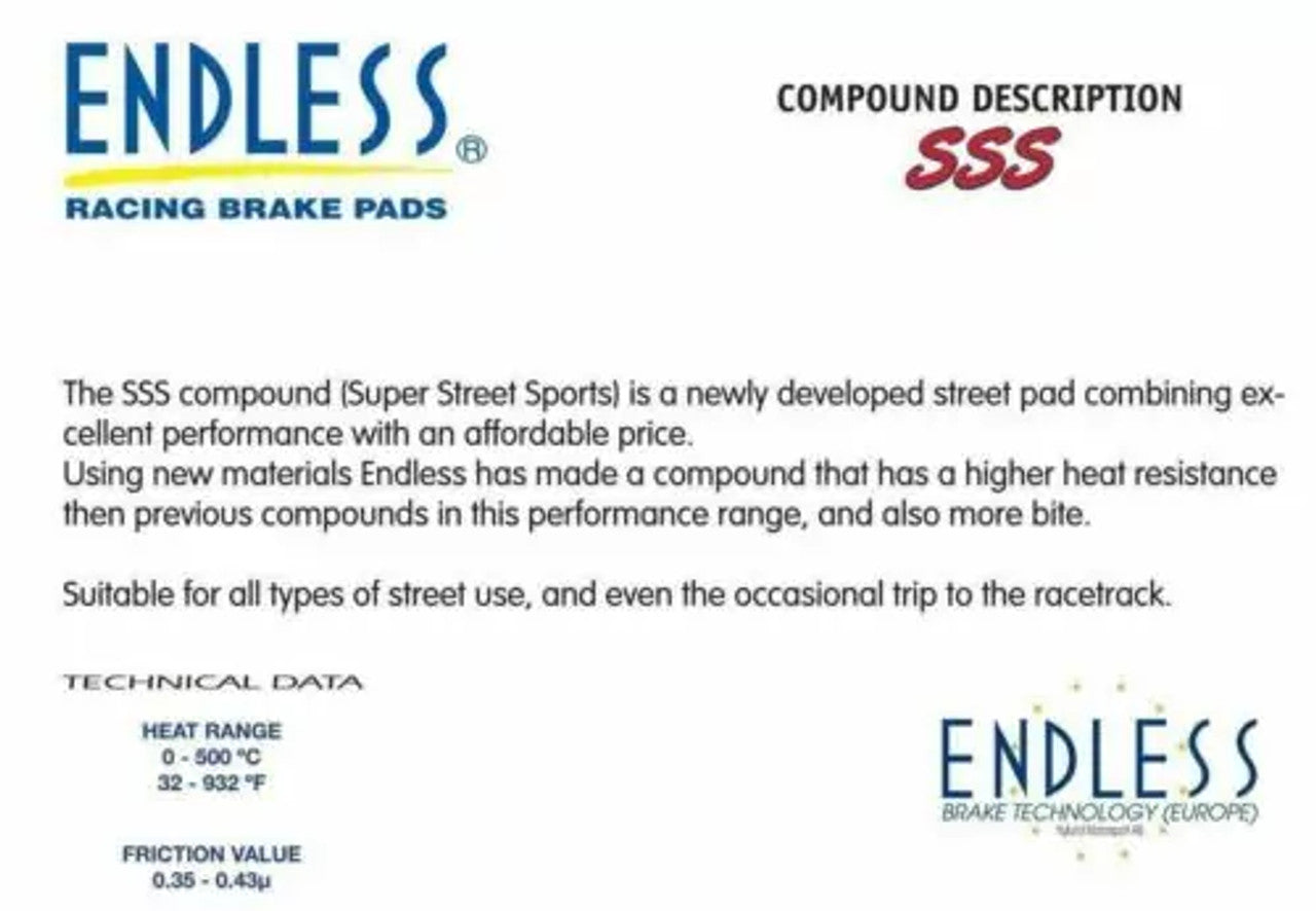 Performance Brake Pads Rear fits Mitsubishi FTO Lancer Mirage Endless 99mm EP283SSS View Lower