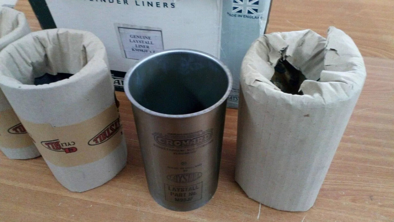 4x Cylinder Liners Sleeves fits Isuzu 4BA1 engine 98mm Bore Chrome KM98JF View Rear