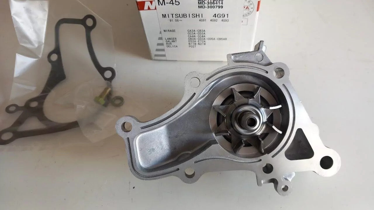 Water Pump fits Mitsubishi Lancer Mirage Galant 4G91 4G92 4G93 M-45 View Rear