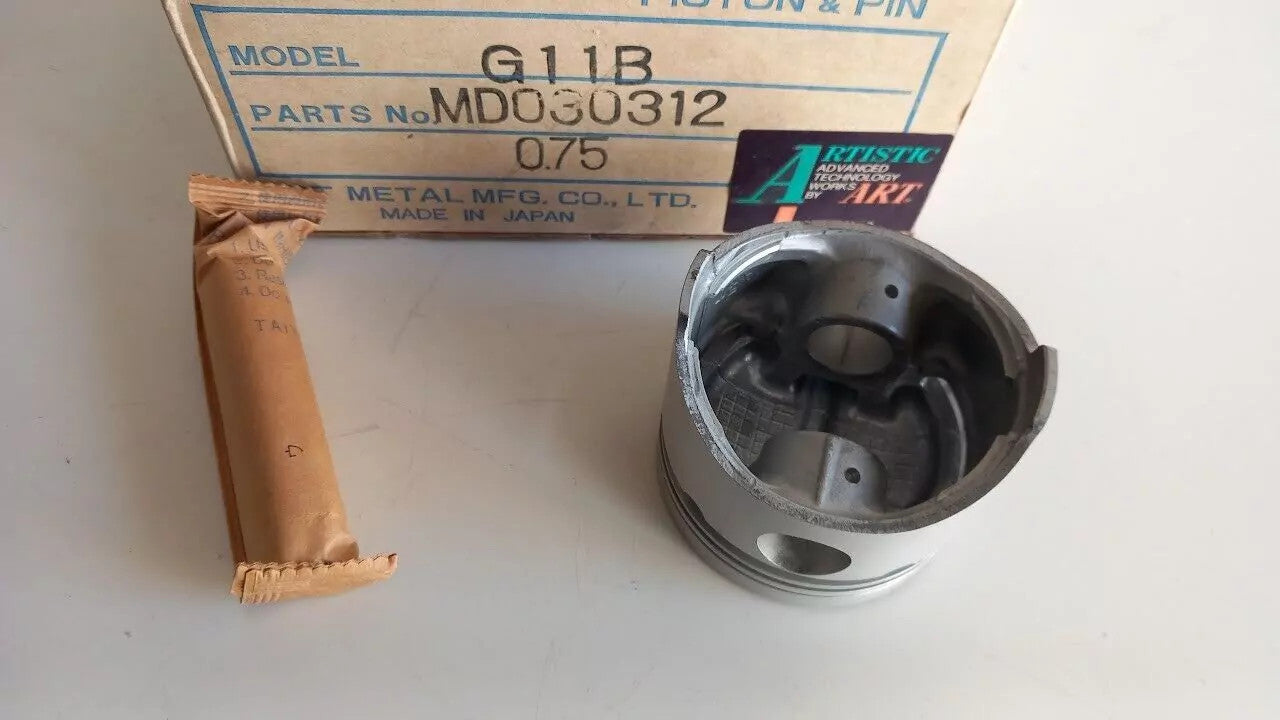 4x Piston fits Mitsubishi G11B 70.25mm Bore +0.75mm Oversize 1244cc MD030312/75 View Rear