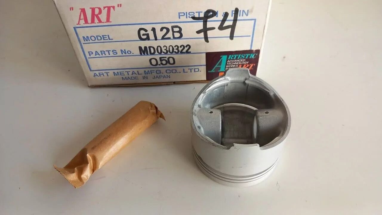 4x Piston fits Mitsubishi G12B engine 74.50mm Bore +0.50mm Oversize 1410cc MD030322/50 View Rear