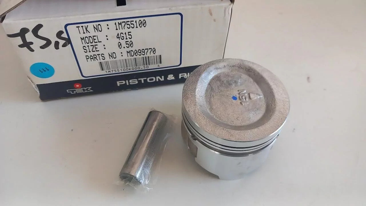 4x Piston fits Mitsubishi Hyundai 4G15 engine 76mm Bore +0.50mm Oversize MD099770 View Front