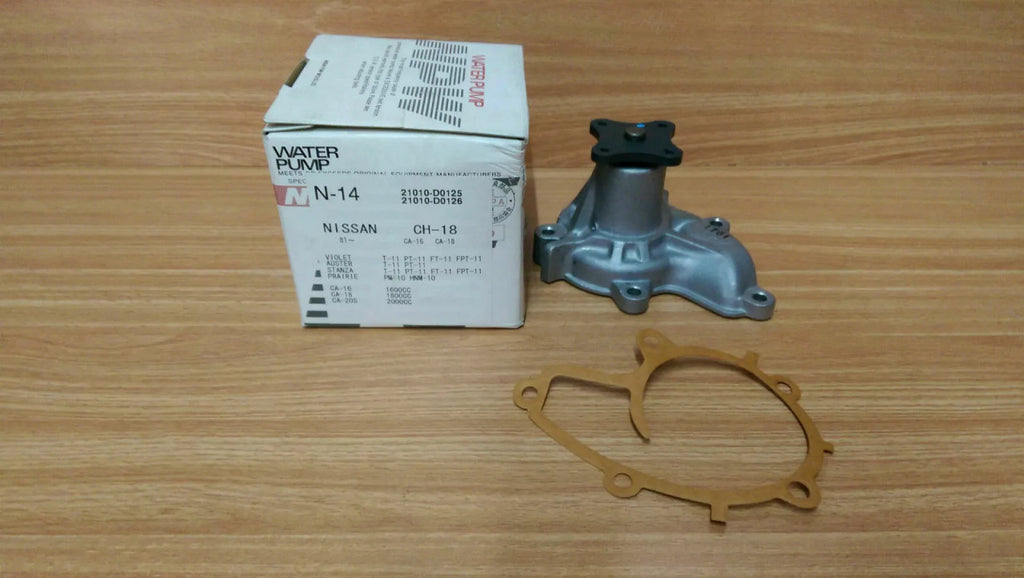 Water Pump fits Nissan Auster Stanza Bluebird Violet T11 Praire M10 CA engines N-14 View Front