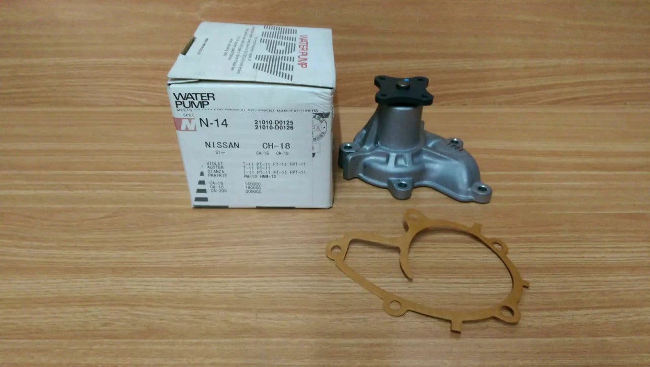 Water Pump fits Nissan Auster Stanza Bluebird Violet T11 Praire M10 CA engines N-14 View Front