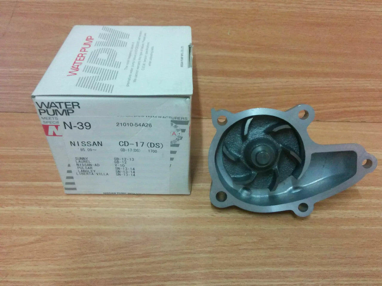 Water Pump fits Nissan Sunny Pulsar Laurel Ad Liberta Langley 1.7 Diesel CD17 N-39 View Rear