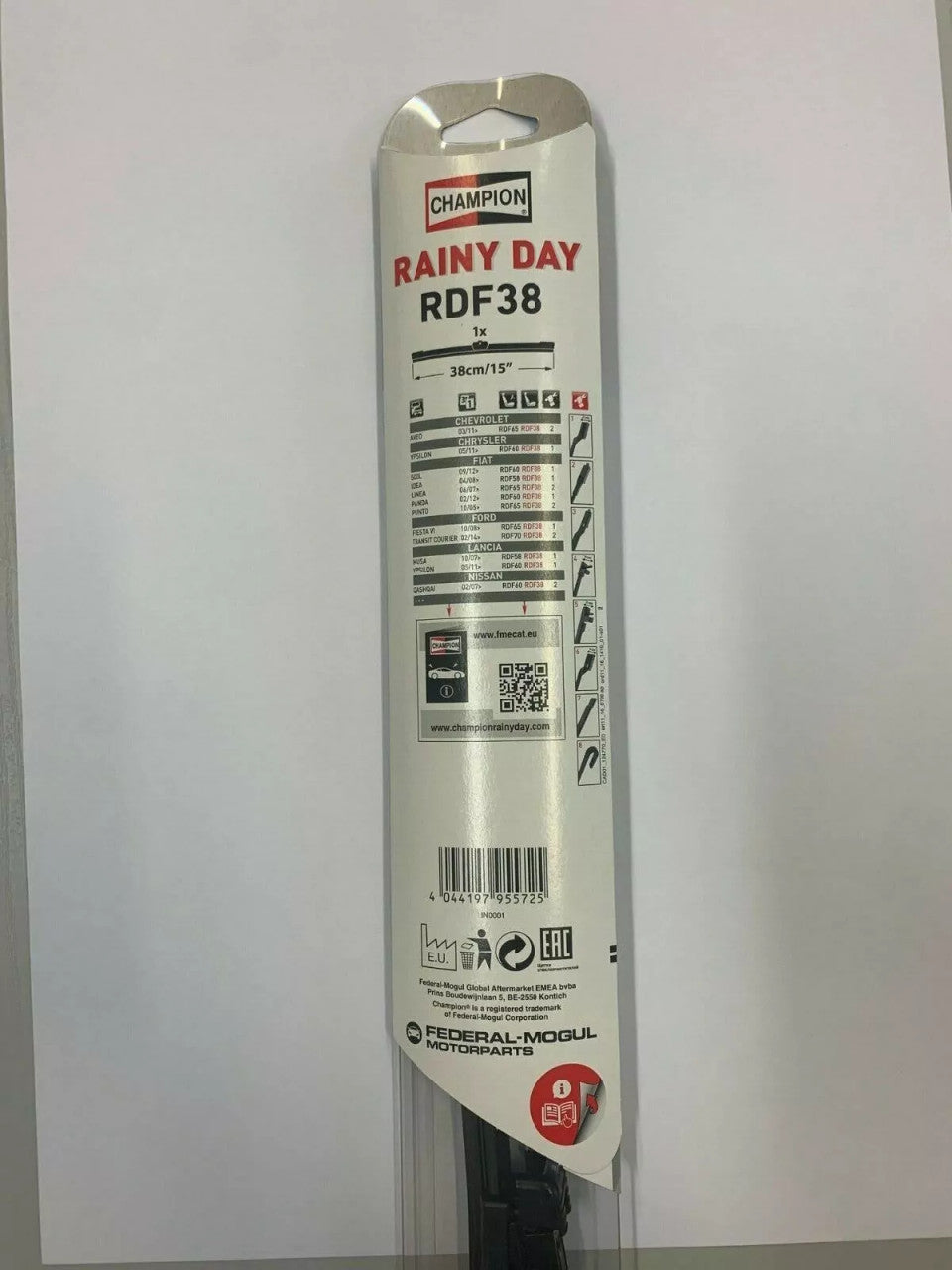 Champion Rainy Day Flat Wiper Blade 38cm 380mm 15 inches with Spoiler RDF38/B01 View Left