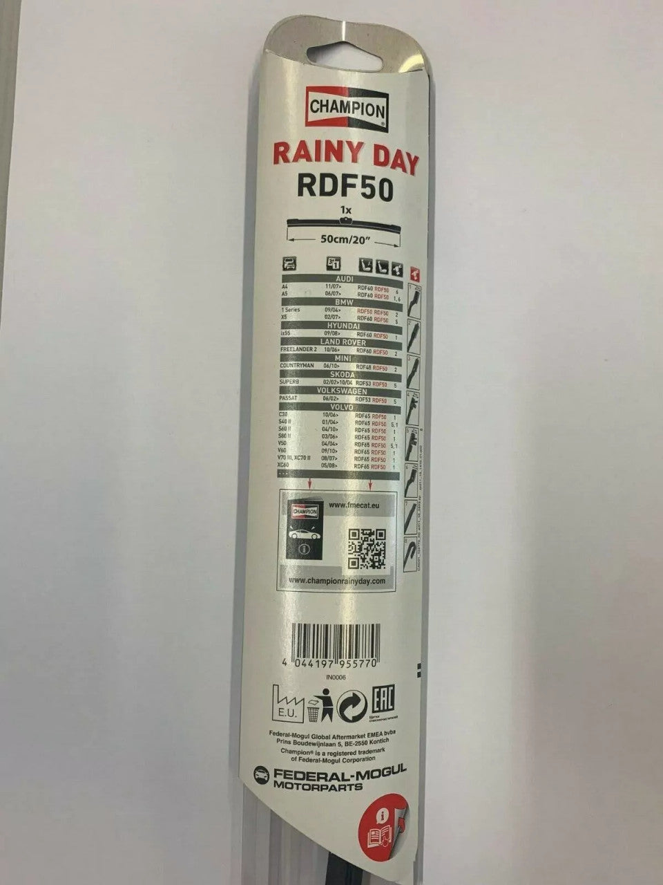 Champion Rainy Day Flat Wiper Blade 50cm 500mm 20 inches with Spoiler RDF50/B01 View Left