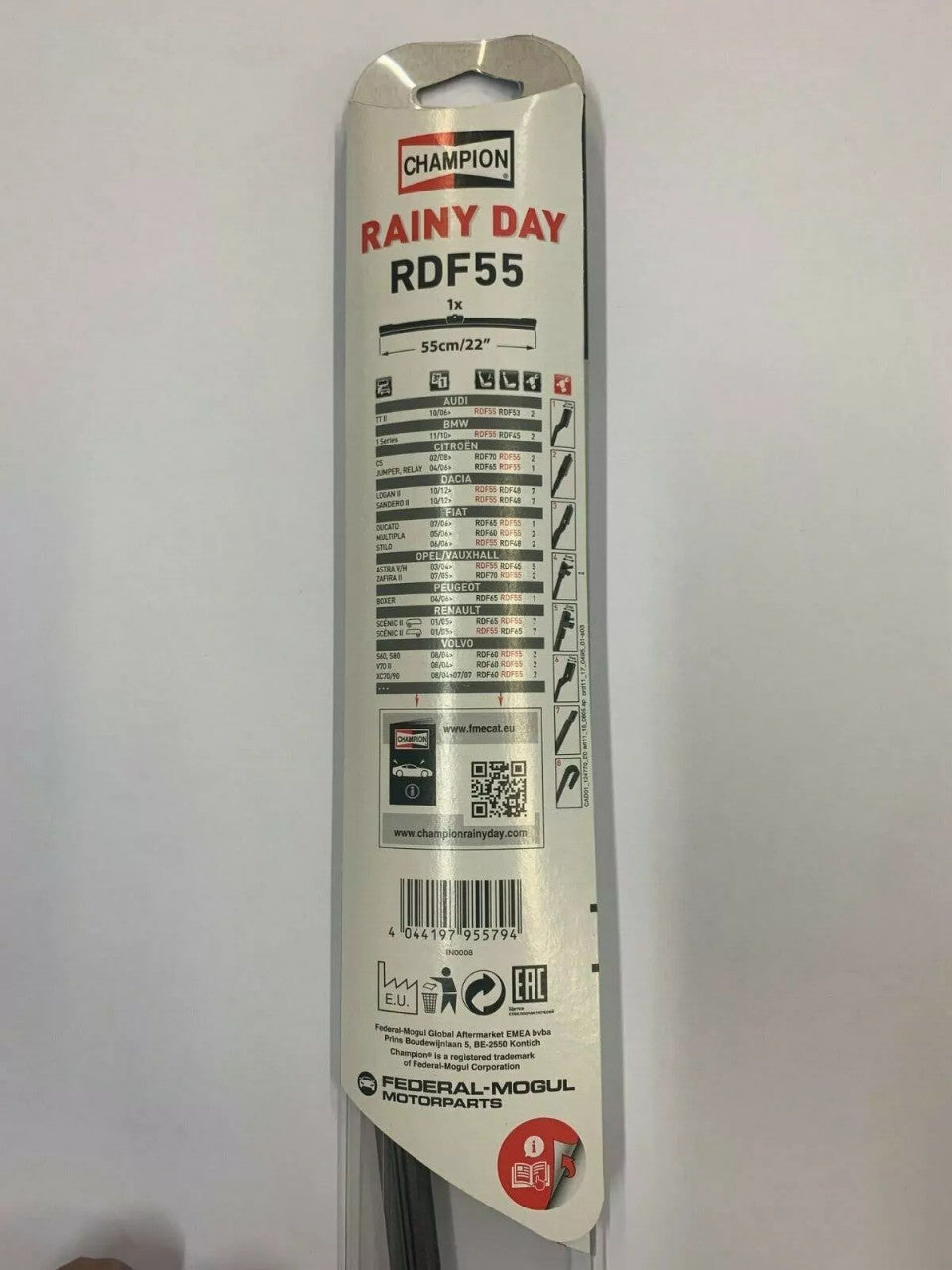 Champion Rainy Day Flat Wiper Blade 55cm 550mm 22 inches with Spoiler RDF55/B01 View Left