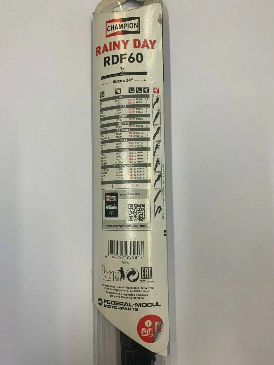 Champion Rainy Day Flat Wiper Blade 60cm 600mm 24 inches with Spoiler RDF60/B01 View Left